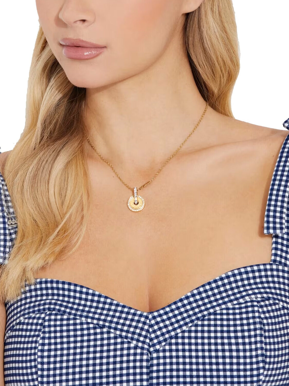 Collar Dorado Guess con Doble Aro y Cristales