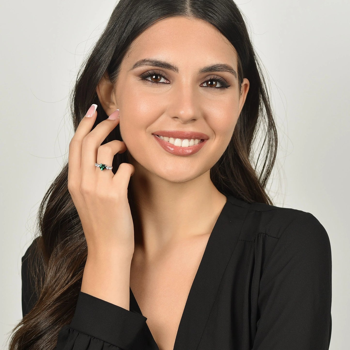 Anillo acero ajustable corazón con circonitas Luca Barra