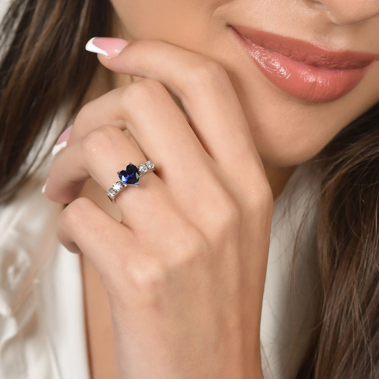 Anillo acero ajustable corazón con circonitas Luca Barra