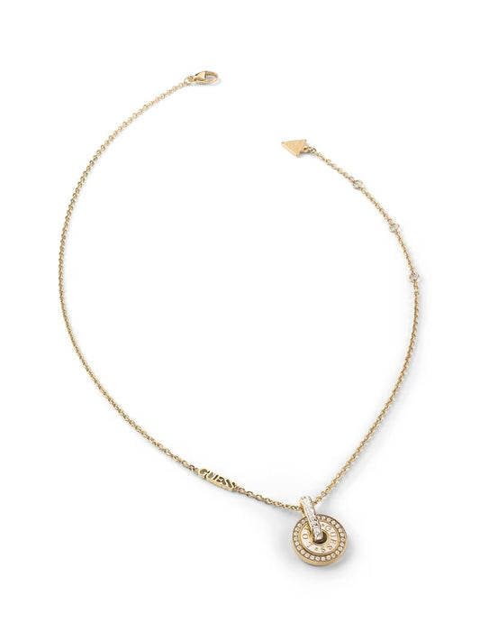 Collar Dorado Guess con Doble Aro y Cristales
