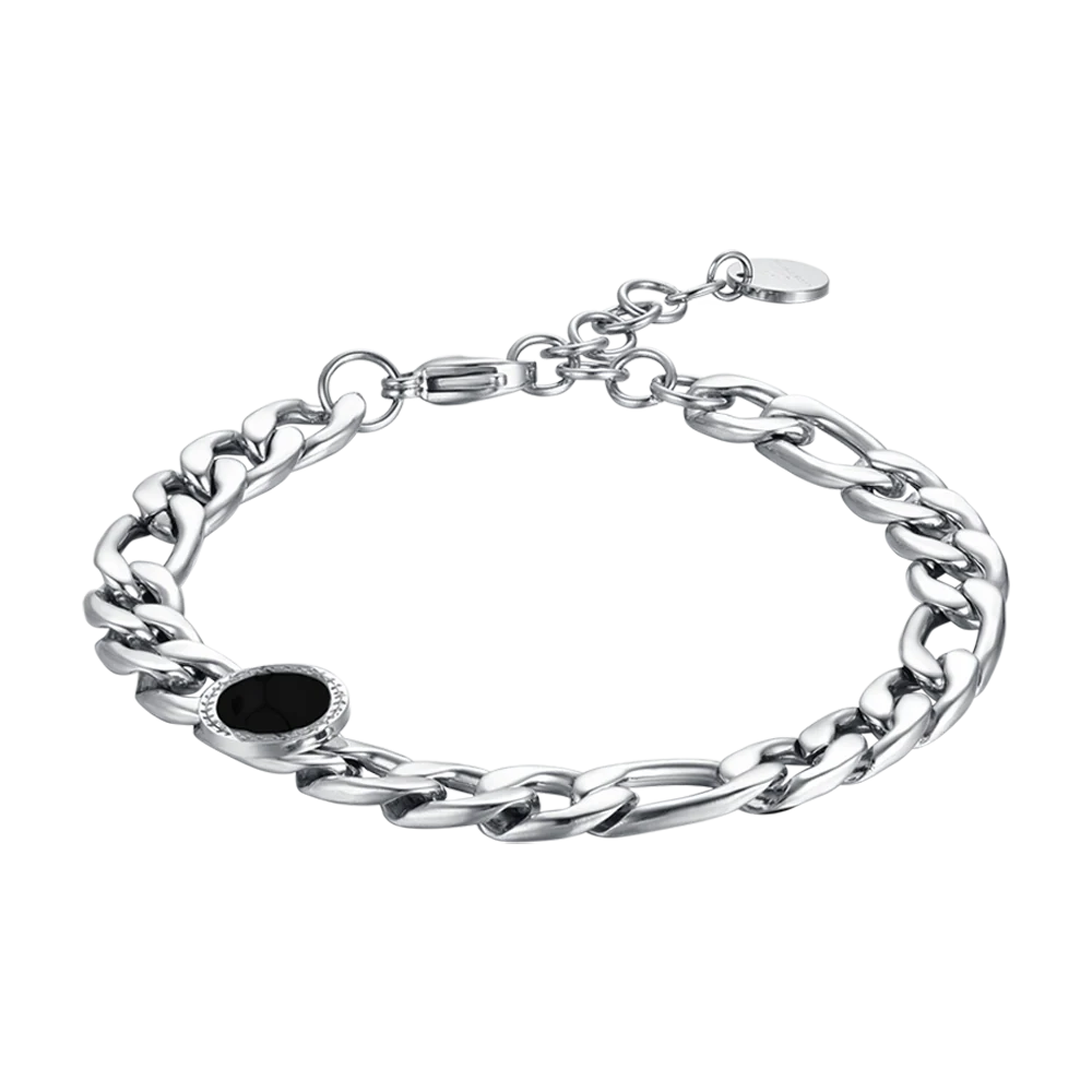 Men's Steel Bracelet with Black Agate