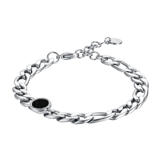 Men's Steel Bracelet with Black Agate