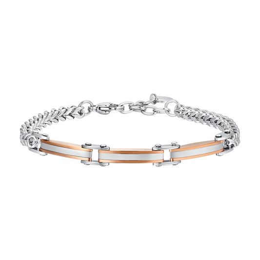 Men's Steel Bracelet with Rose Gold IP Elements