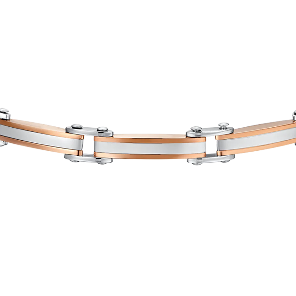Men's Steel Bracelet with Rose Gold IP Elements