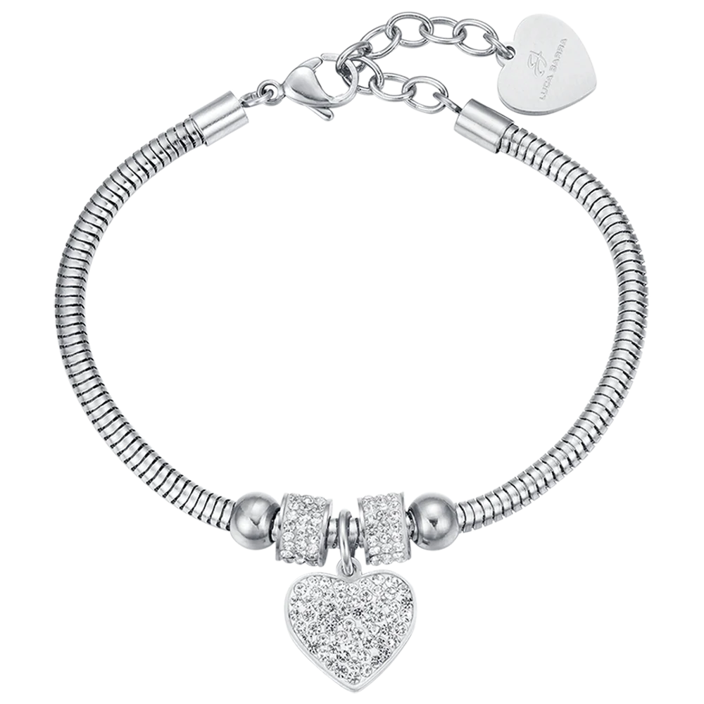 Pulsera De Acero Con Colgate Corazón Circonitas