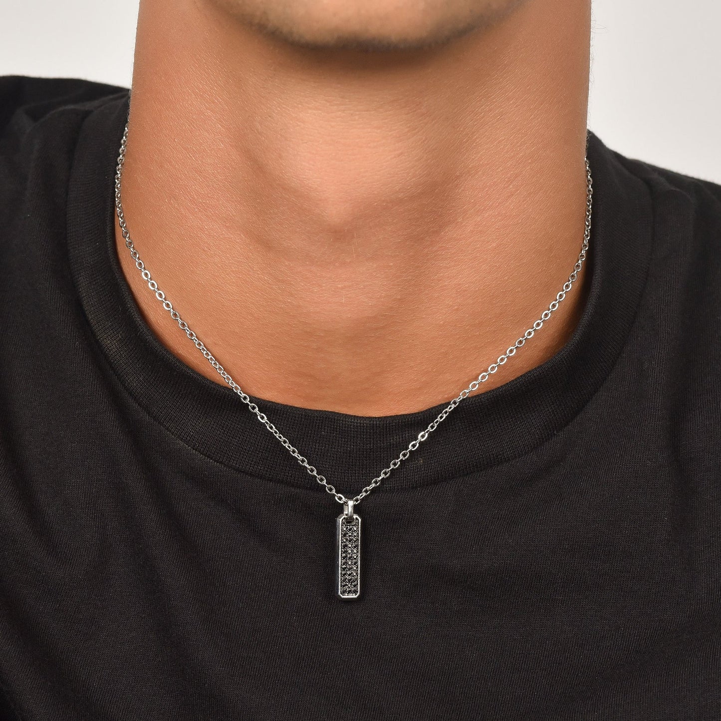 Collar Acero Caballero Con Chapa