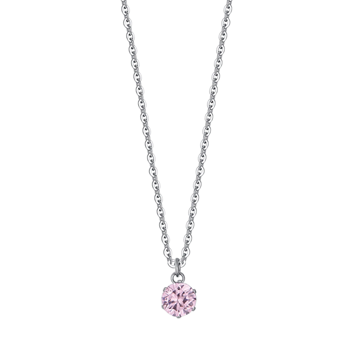 Cadena Acero Con Colgante Circonita Color Rosa De Francia