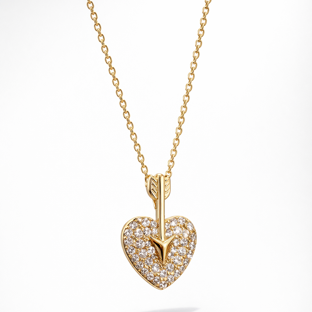 Collar Plata 925 Corazón Flecha Circonitas