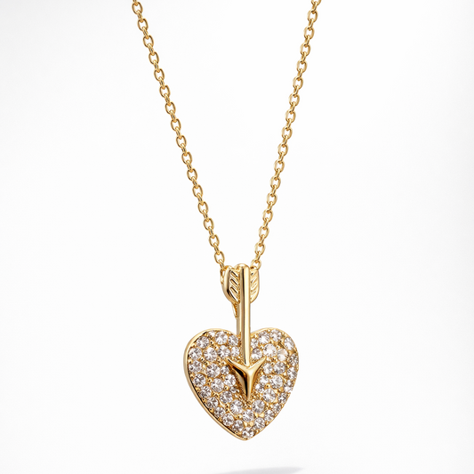 Collar Plata 925 Corazón Flecha Circonitas