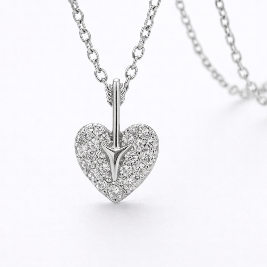 Collar Plata 925 Corazón Flecha Circonitas