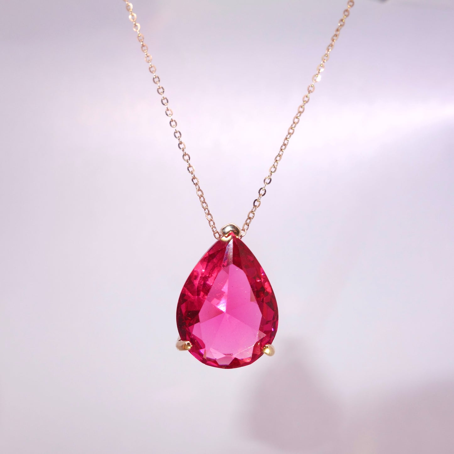 Collar Plata De Ley 925 Colgante pera Circonita Buganvilla