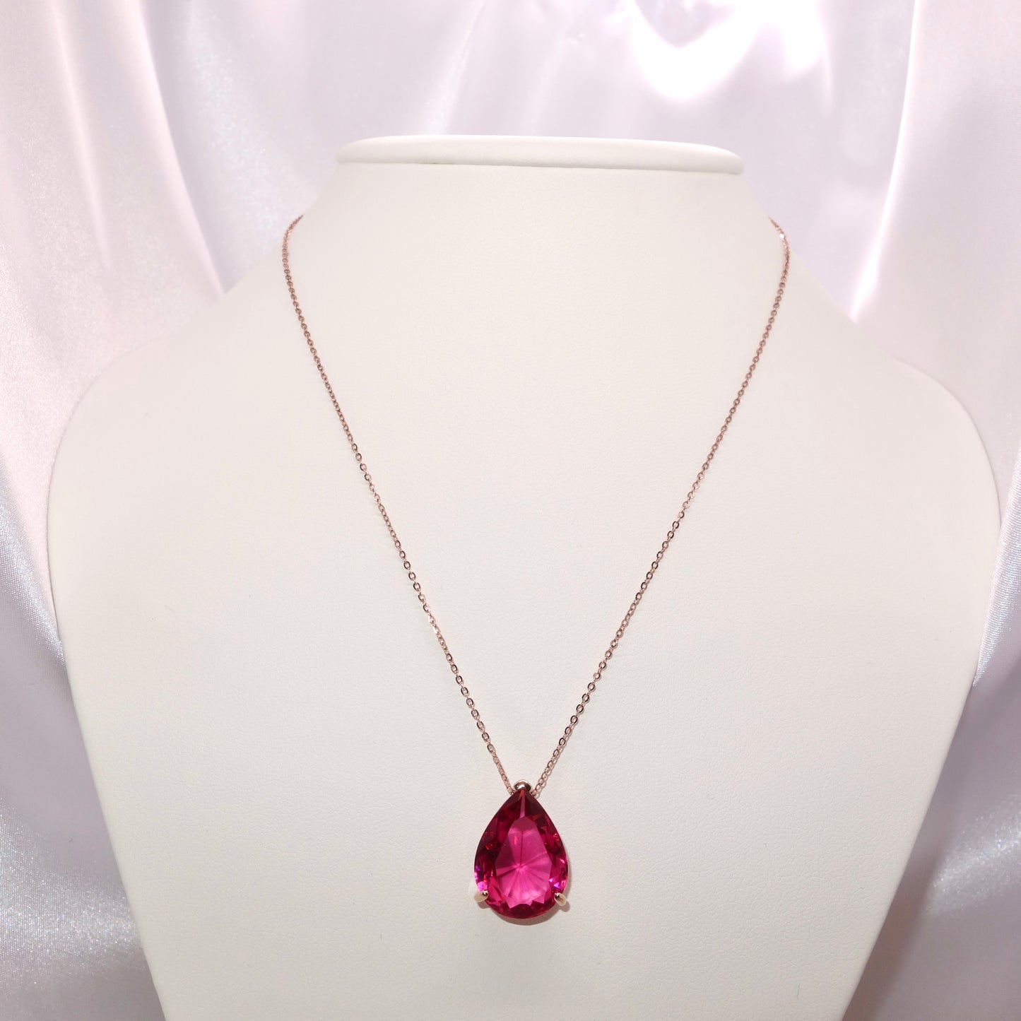 Collar Plata De Ley 925 Colgante pera Circonita Buganvilla