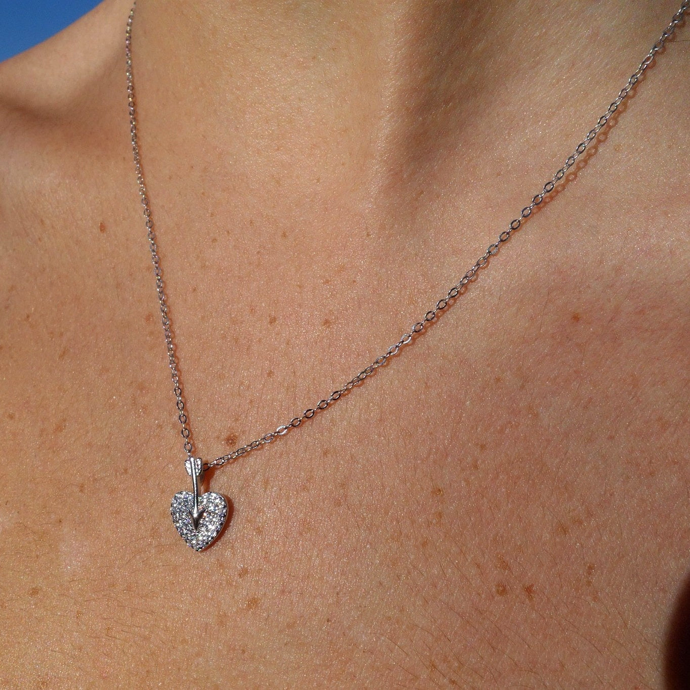 Collar Plata 925 Corazón Flecha Circonitas