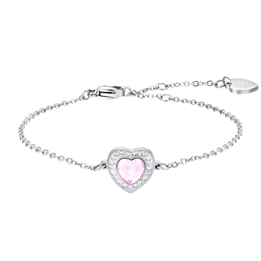 Pulsera Acero Corazón Circonitas