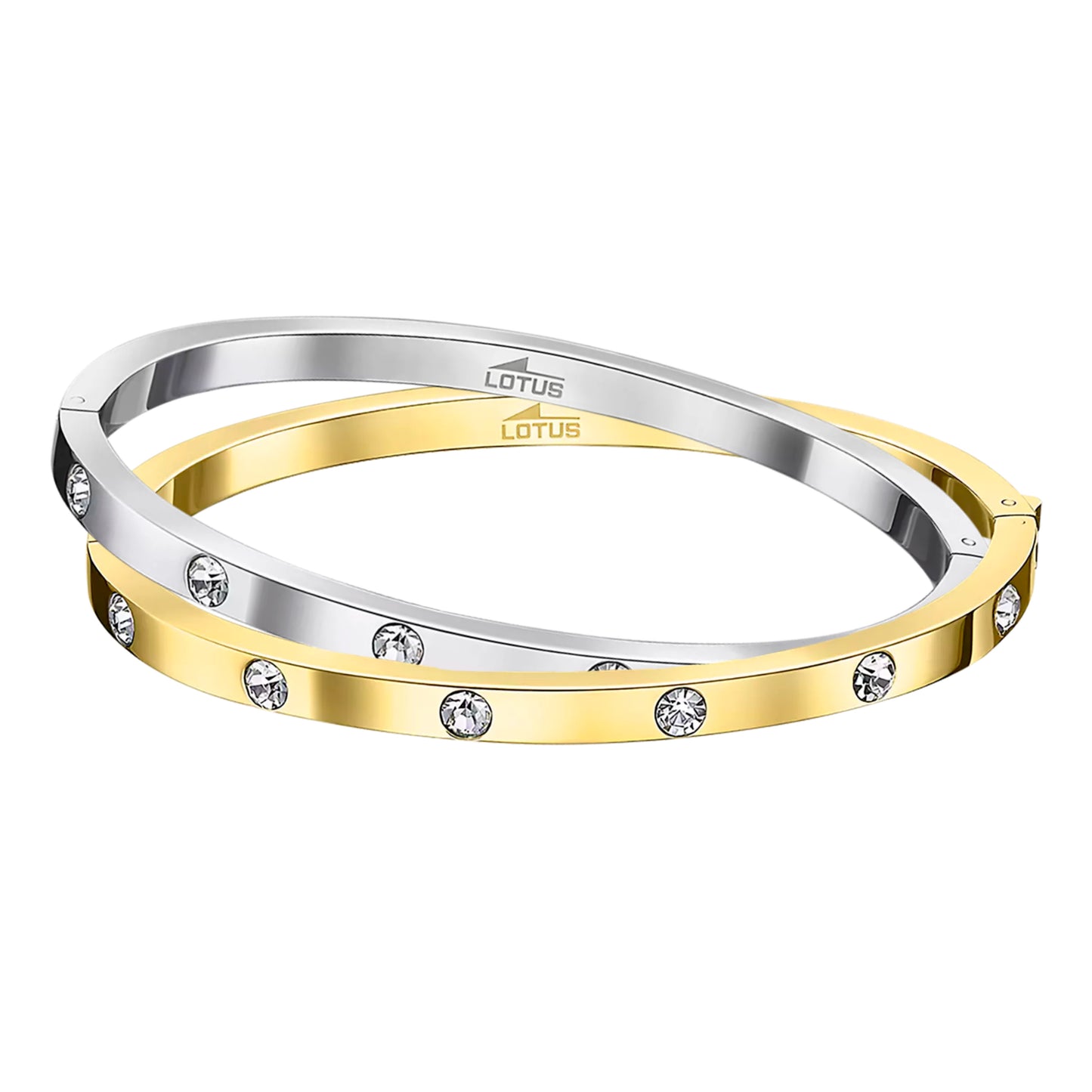 Pulsera Rígida Lotus Mujer Acero Inoxidable y Circonitas