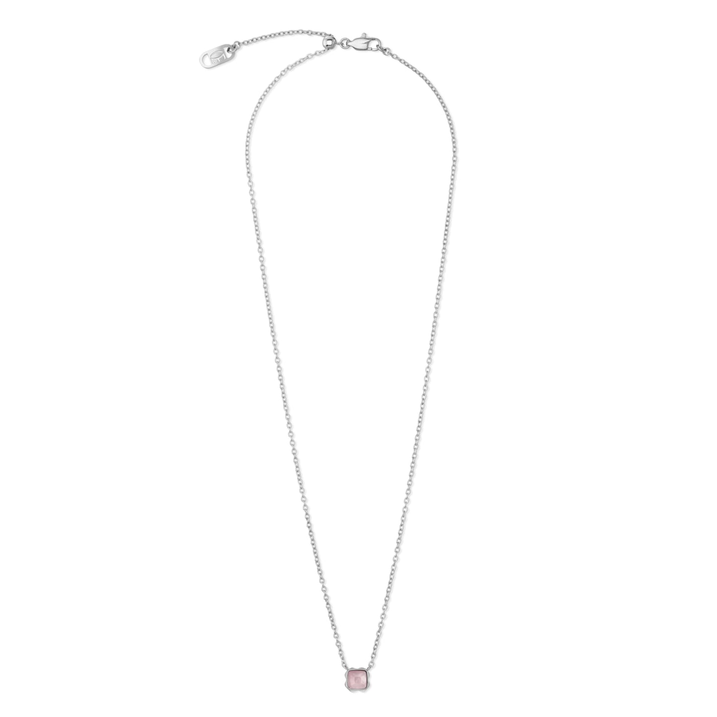 October Birthstone Necklace, Rose Quartz and Silver