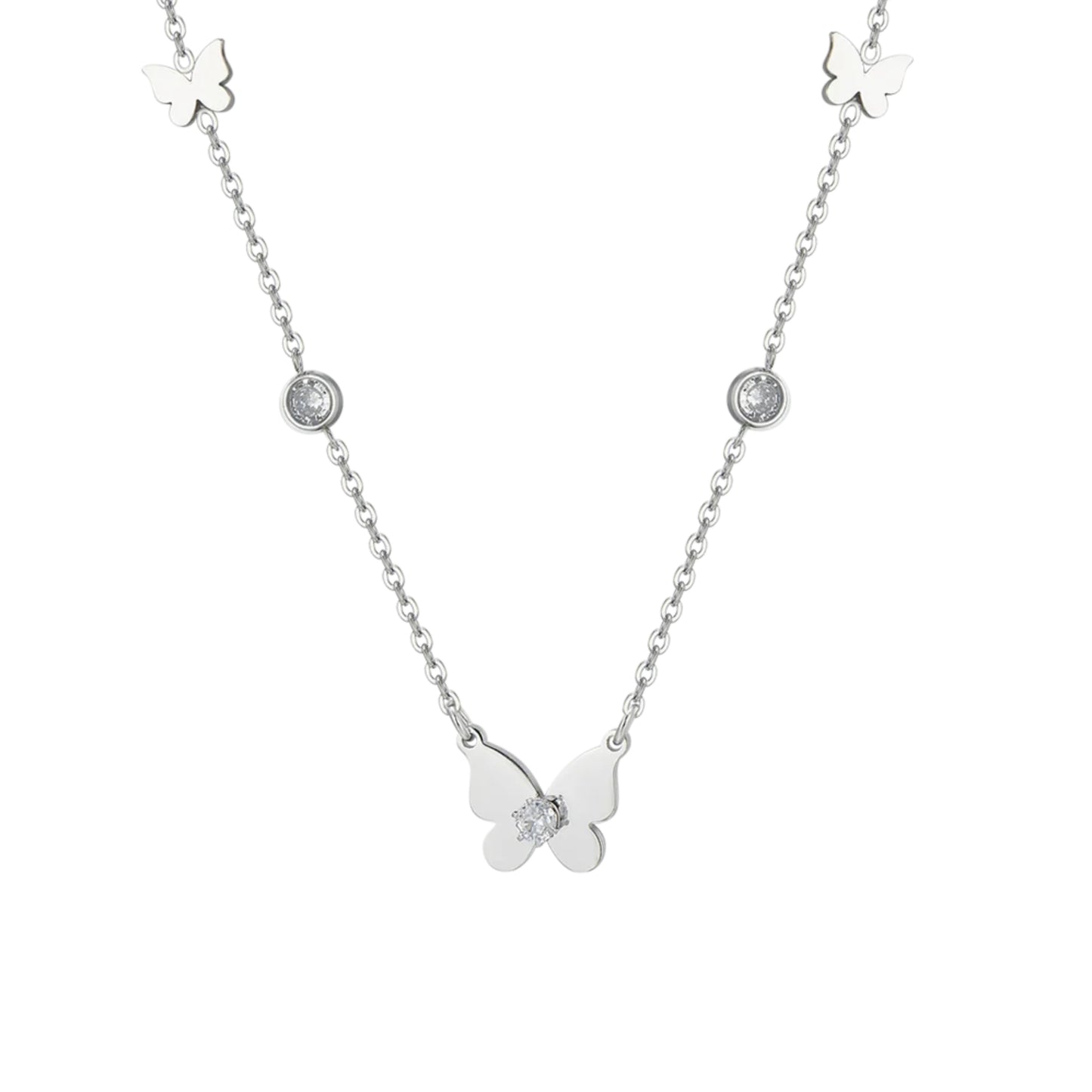 Luca Barra Butterfly Steel Necklace