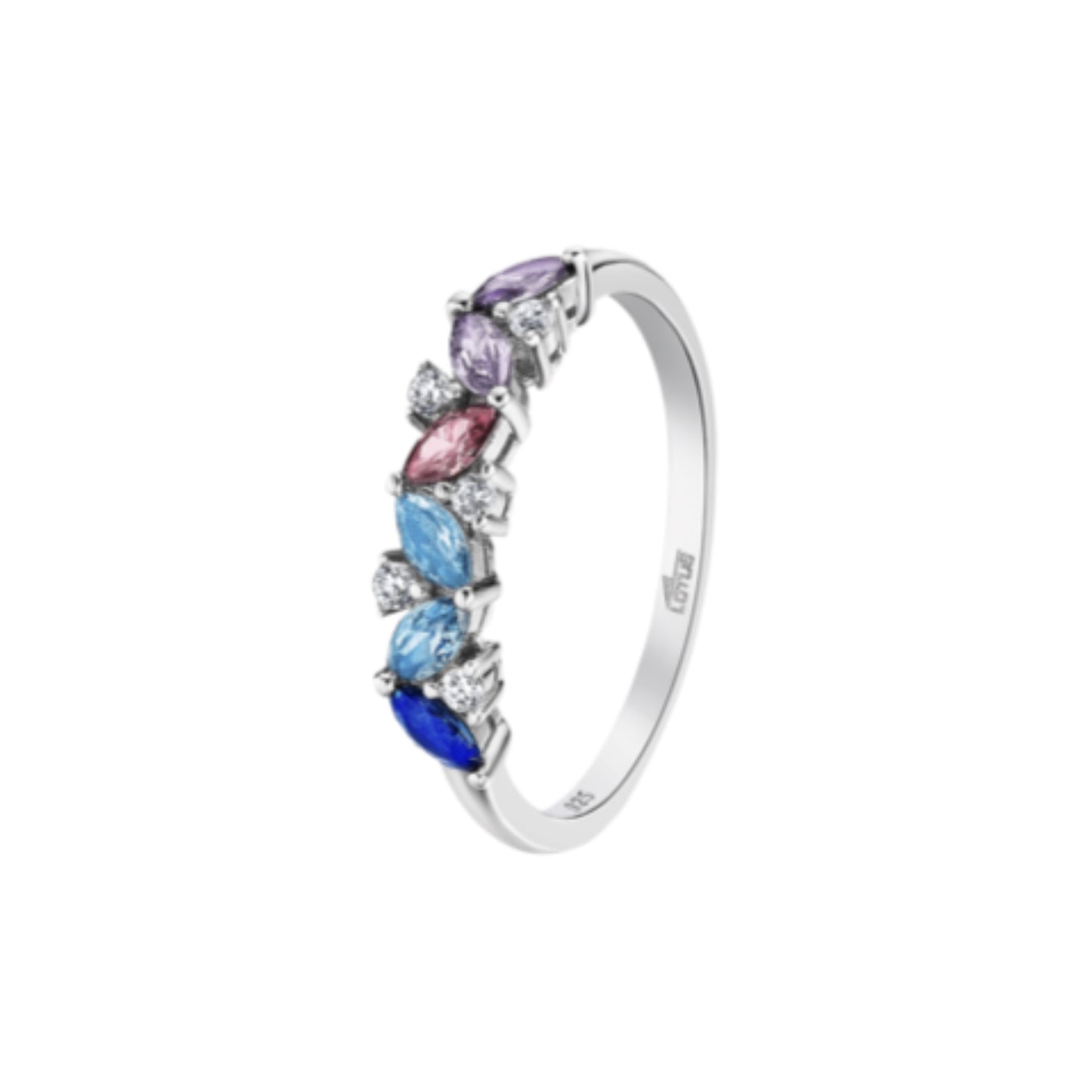 Lotus Women's Ring in Silver and Multicolored Cubic Zirconia