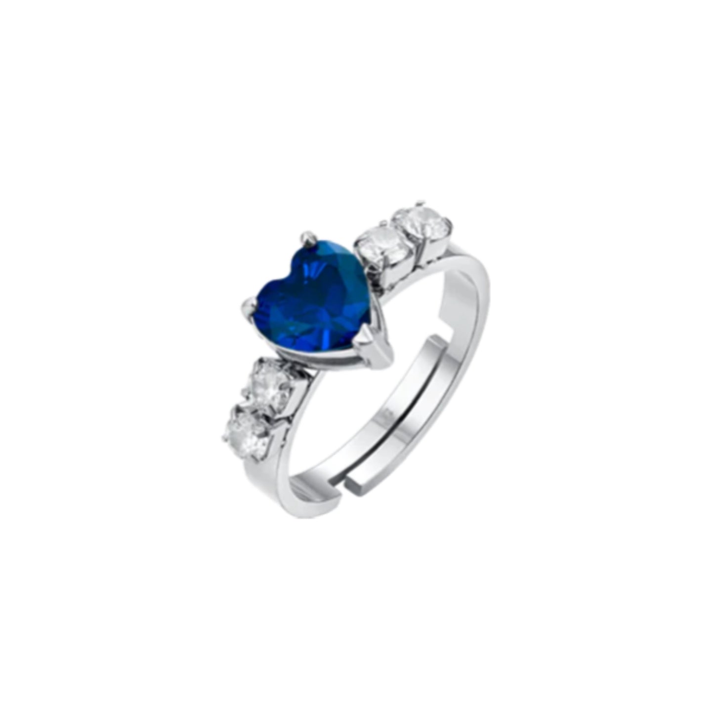 Luca Barra adjustable steel heart ring with zircons