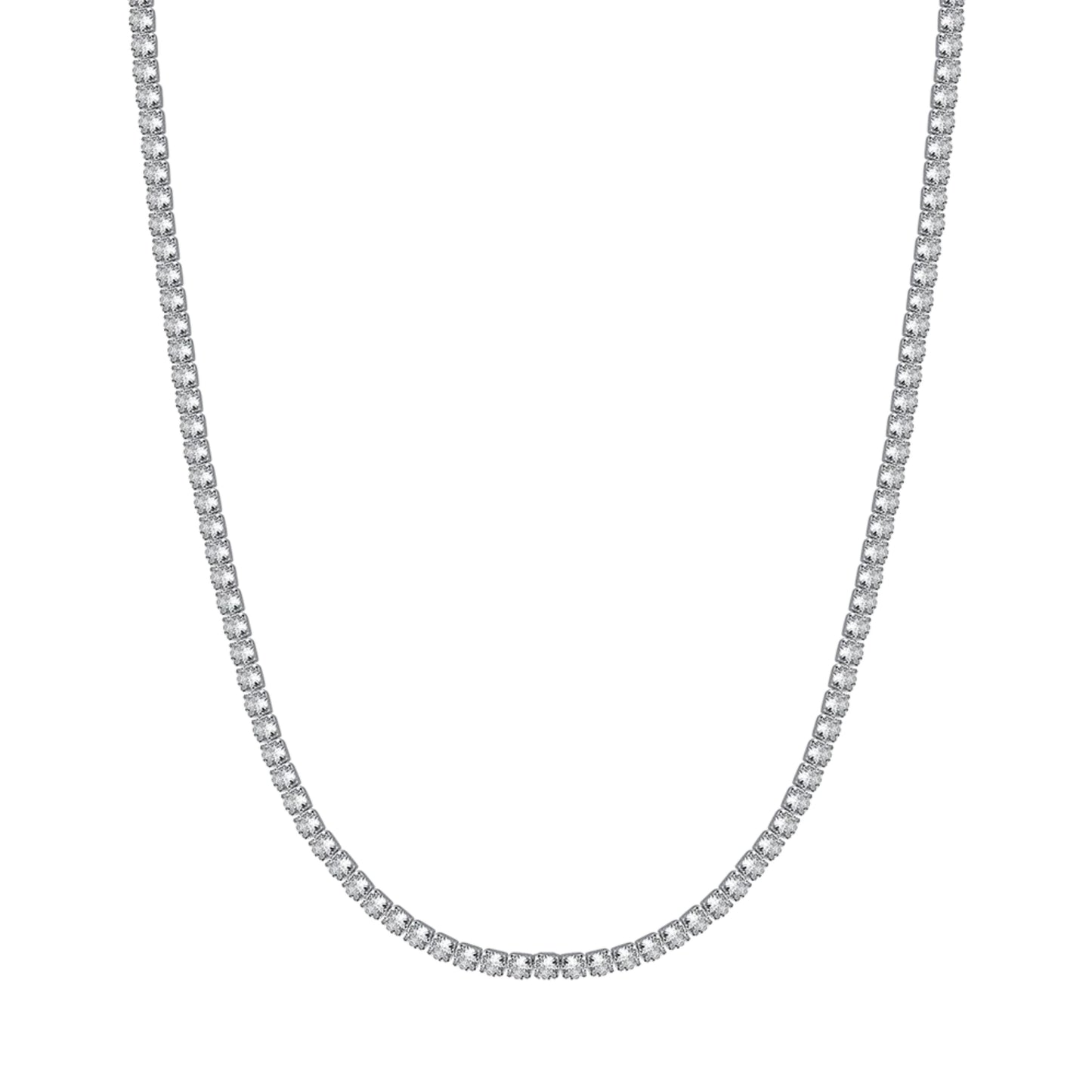 Collar Tenis de Hombre en Acero con Cristales Blancos