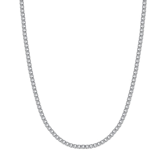 Collar Tenis de Hombre en Acero con Cristales Blancos