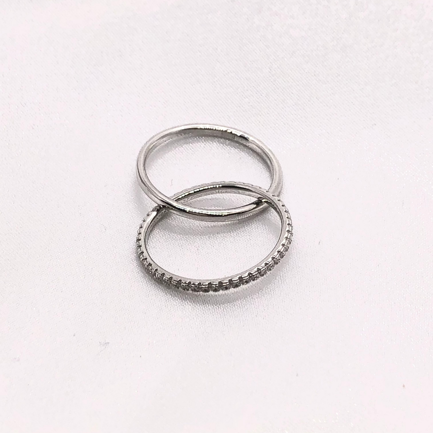 Anillo Plata De Ley 925 Doble Liso Piedras
