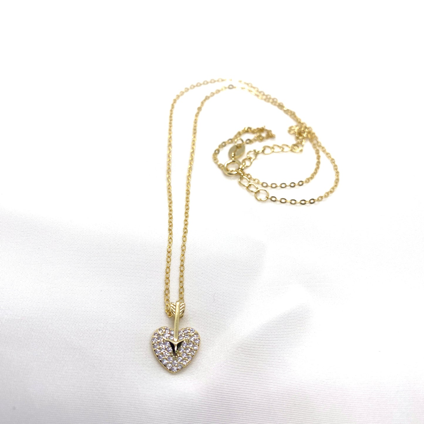 Collar Plata 925 Corazón Flecha Circonitas