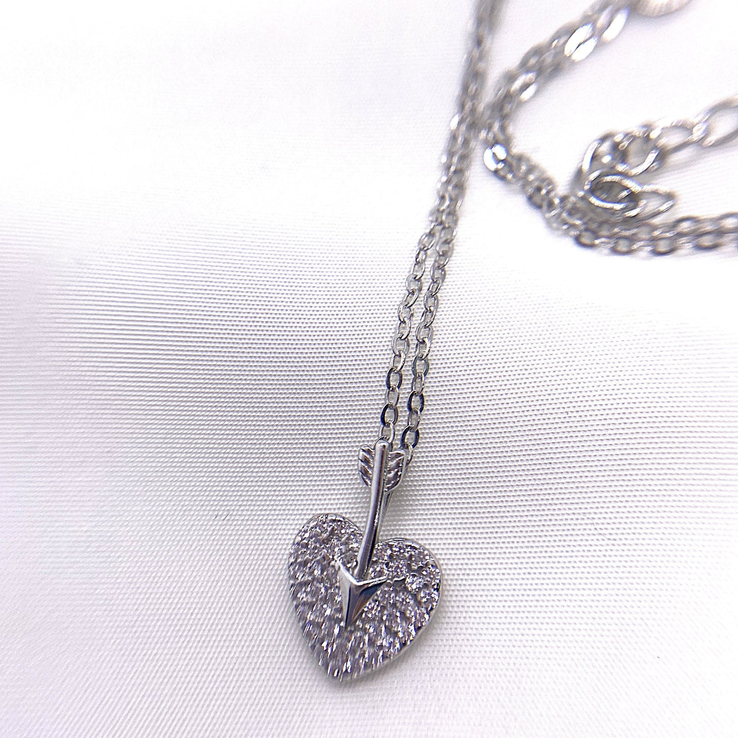 Collar Plata 925 Corazón Flecha Circonitas