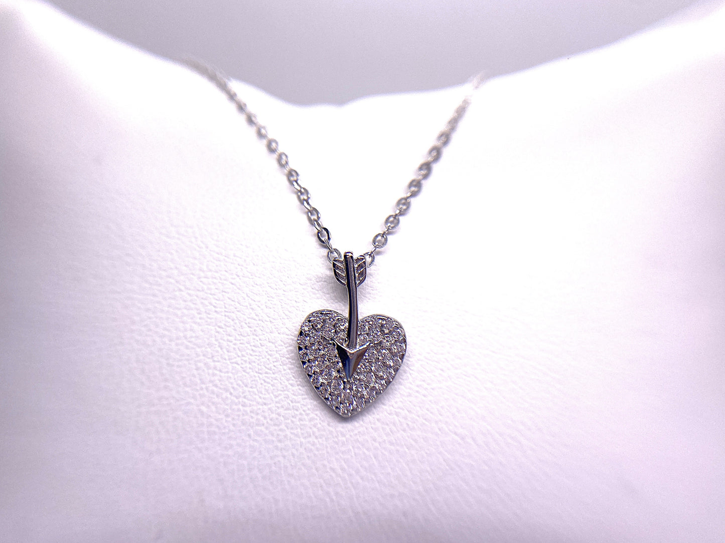 Collar Plata 925 Corazón Flecha Circonitas