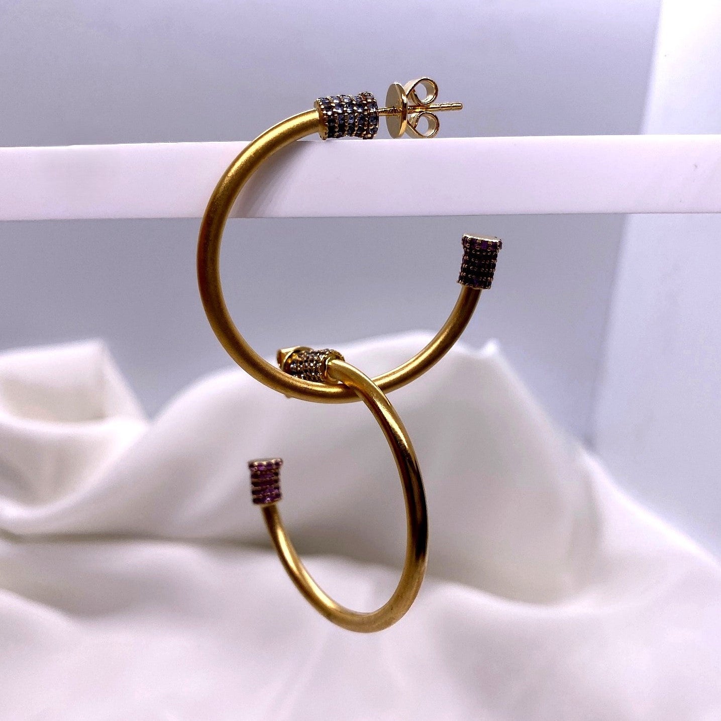 Aros Plata 925 Chapado Dorado Circonitas Colores Salvatore