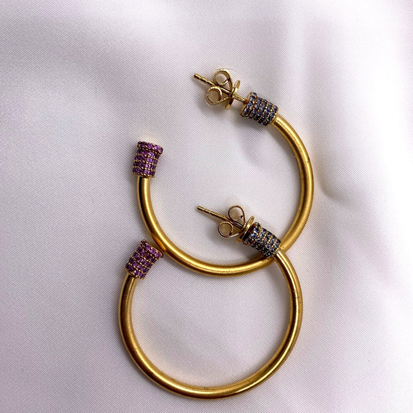 Aros Plata 925 Chapado Dorado Circonitas Colores Salvatore