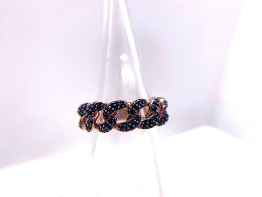 Anillo Plata 925 Chapado Oro Rosa Cadena Circonitas Salvatore