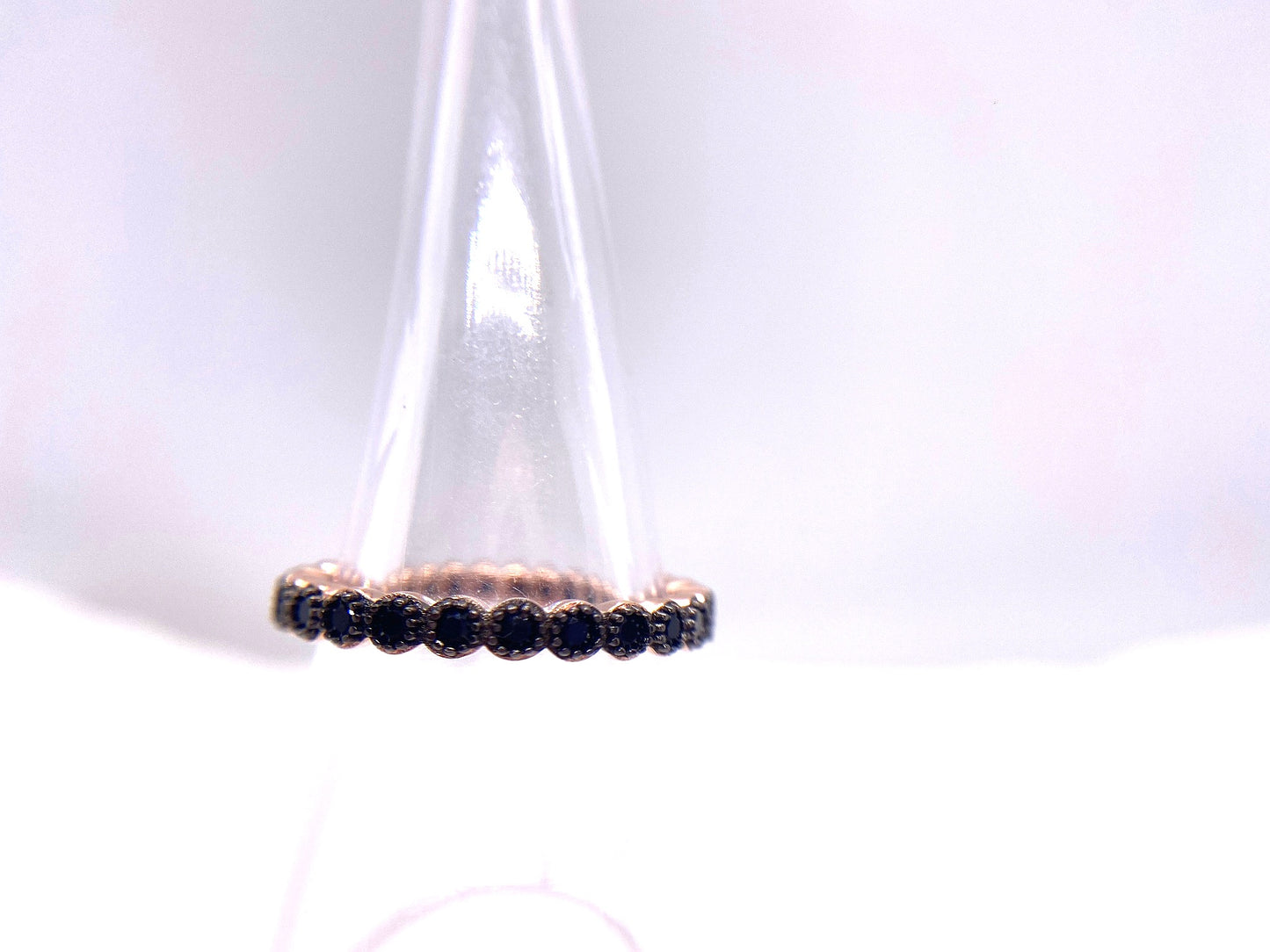 Anillo Plata 925 Chapado Oro Rosa Circonitas Negras Salvatore