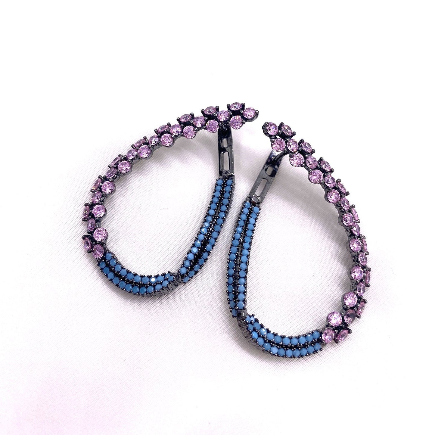 Penientes Plata Baño Rutenio Circonitas Pera Salvatore