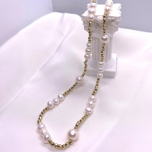 Collar Plata Perlas Baño Oro Salvatore