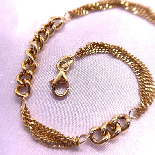 Pulsera Plata 925 Cadena Chapado Oro Meraki