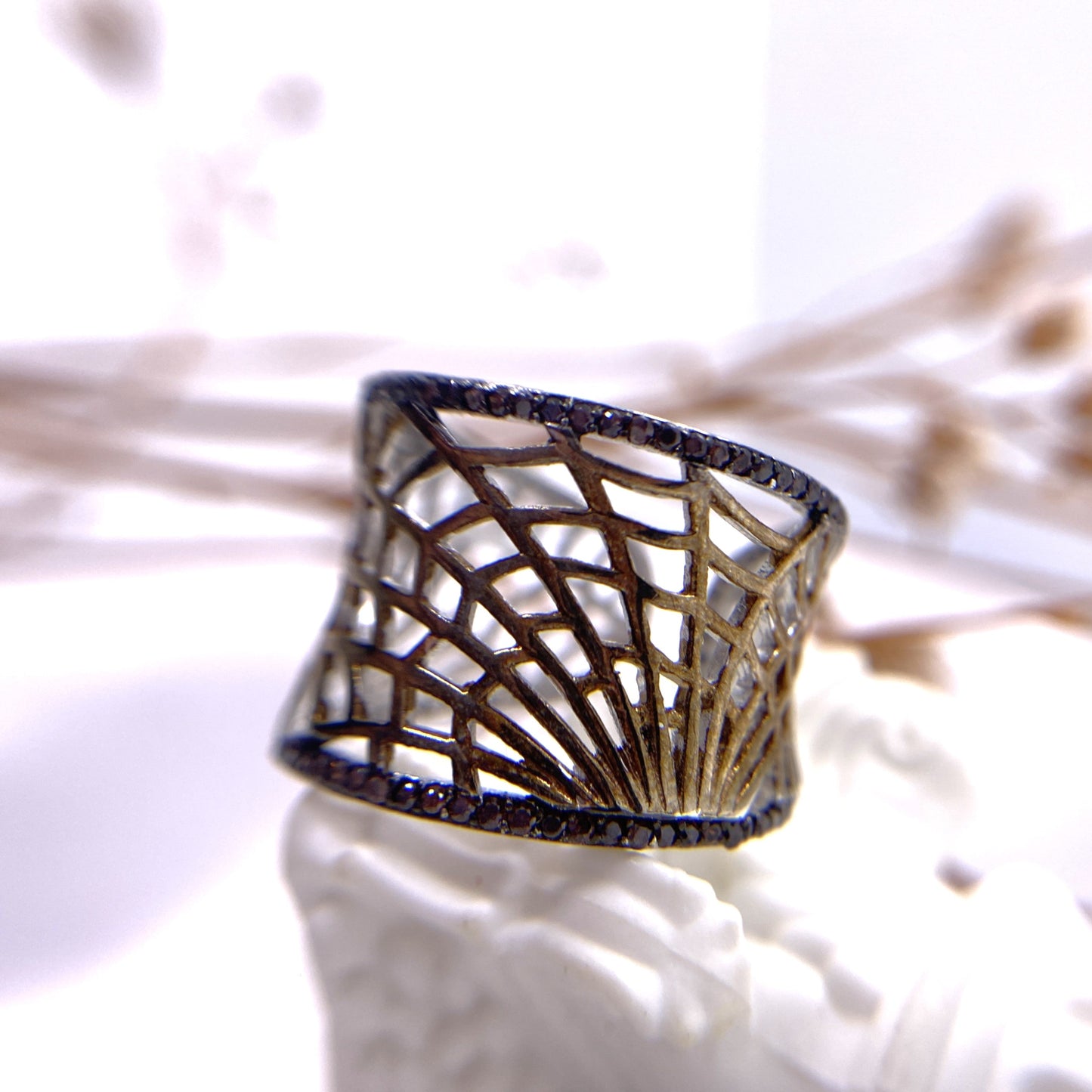 Anillo Telaraña Plata 925 Chapado Rutenio DiPlata