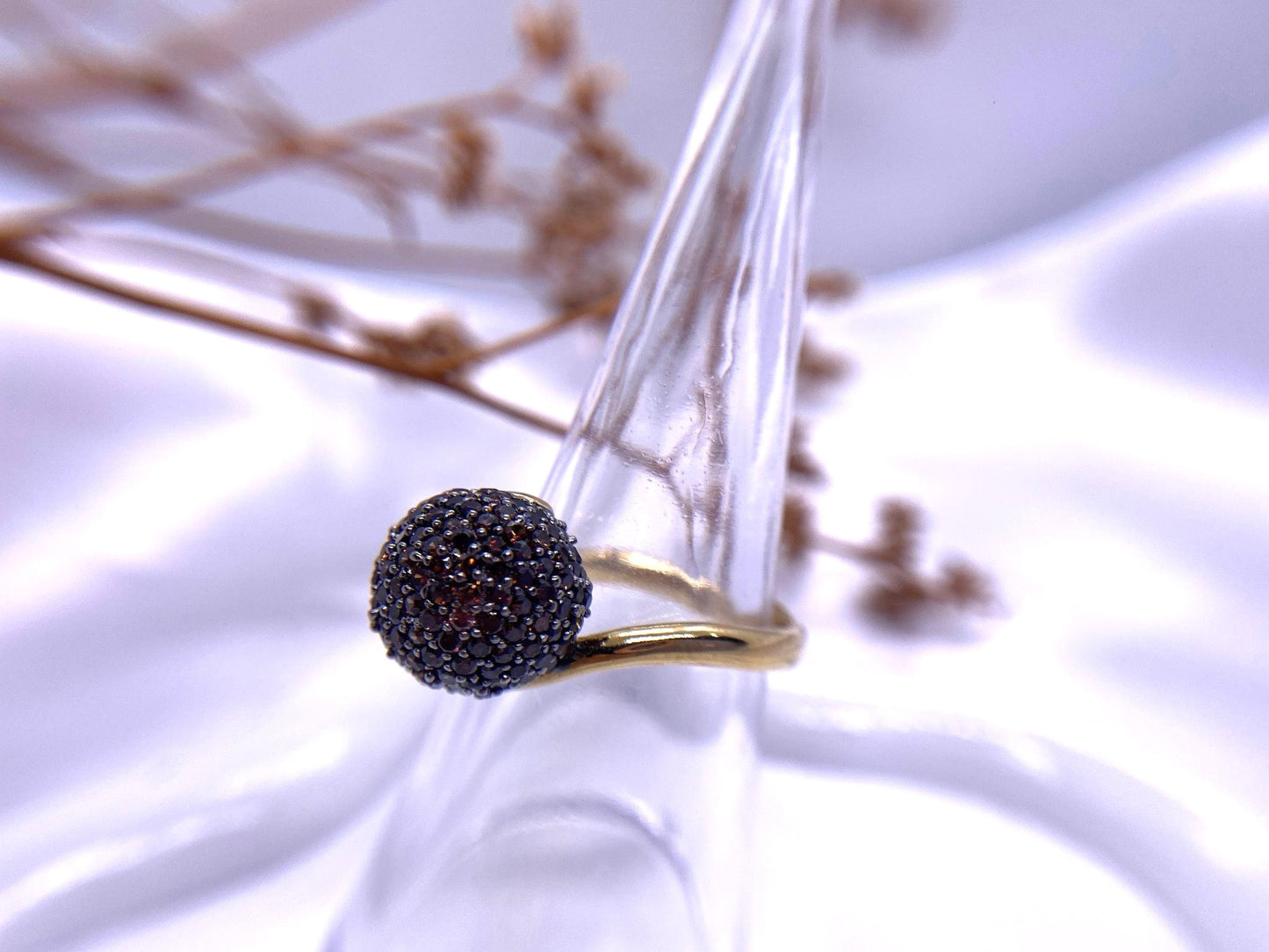 Anillo Plata 925 Chapado Oro Circonitas Negras Salvatore