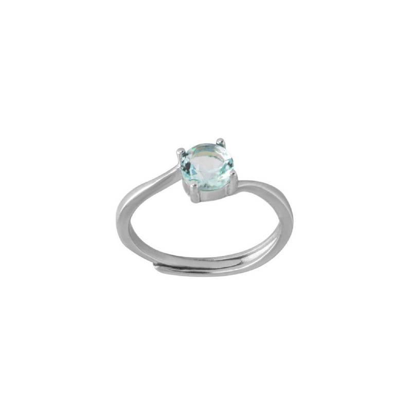 Anillo Plata De Ley 925 Circonita Color Agua Marina