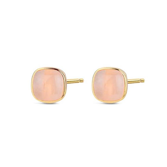 Pendientes Plata De Ley De Piedra Natural Cuarzo Rosa