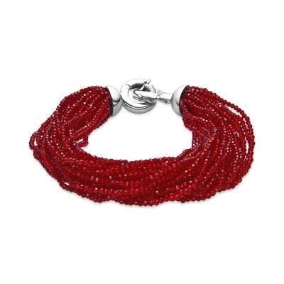 Pulsera Plata 925 Cuentas Cristal Rojo Luxenter
