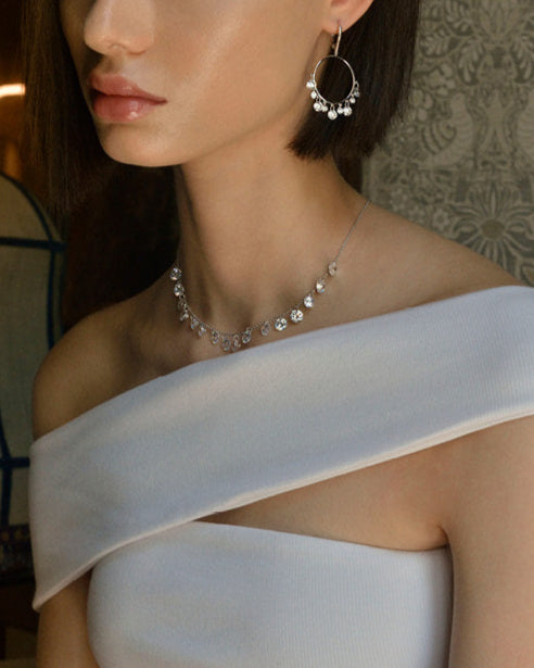 Collar Plata Rodiada Circonitas Blancas