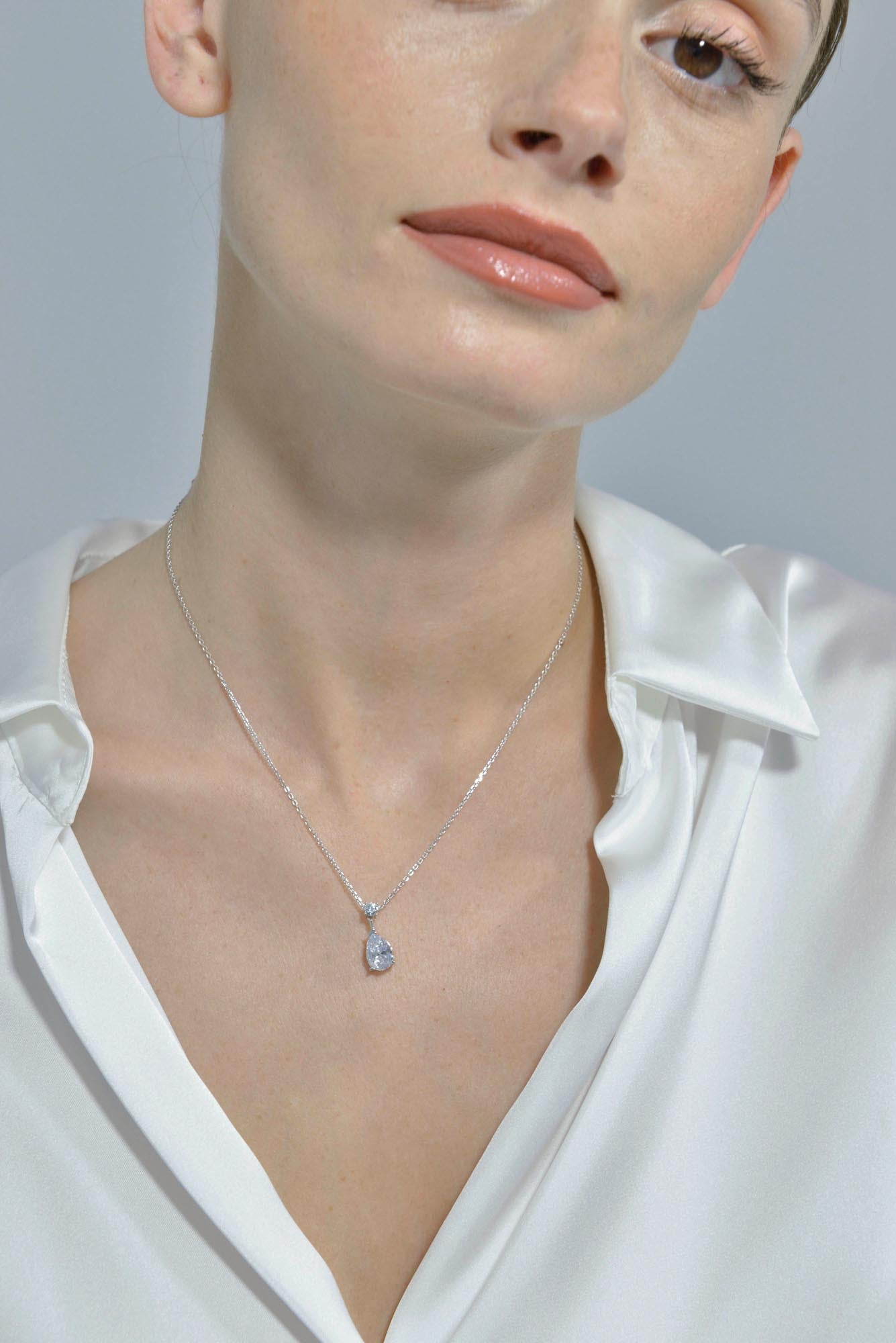 Collar Plata Rodiada Circonitas Pera