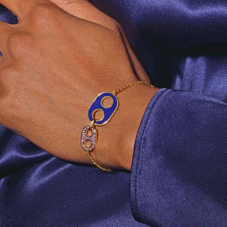 Pulsera Cremallera Plata 925 Chapado Oro Salvatore