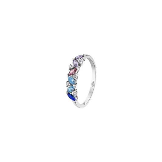 Anillo Lotus Mujer Plata Y Circonitas Multicolor