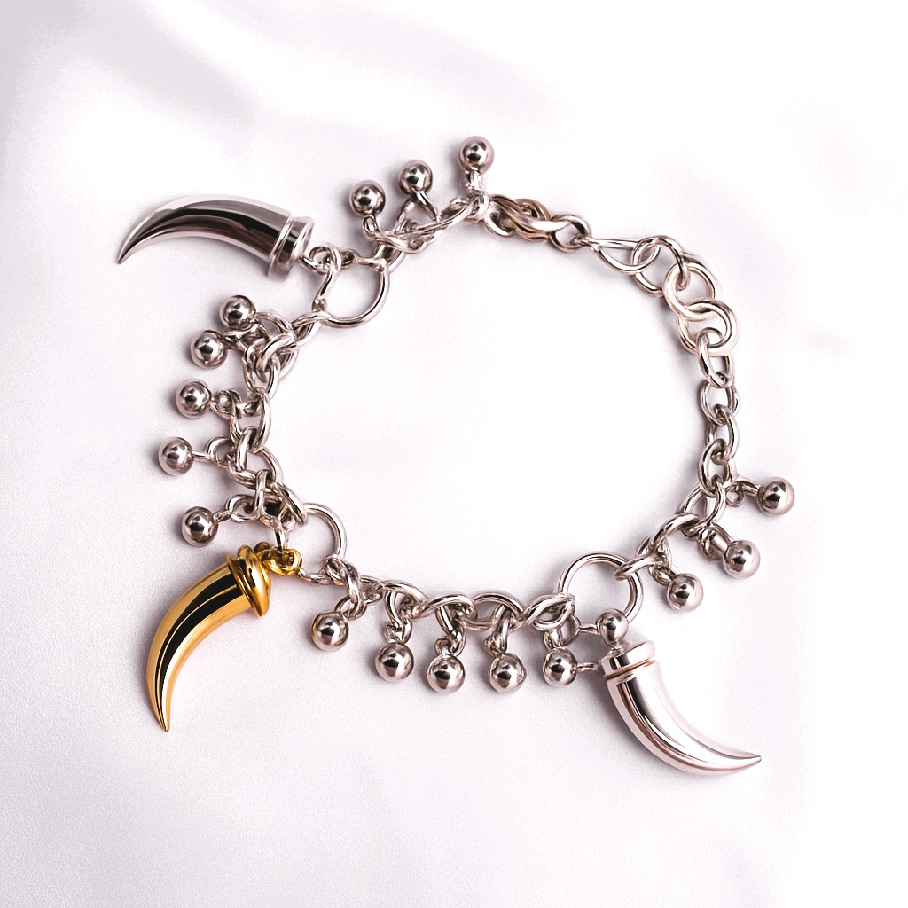 Pulsera Cuernos Plata 925 Rodiada