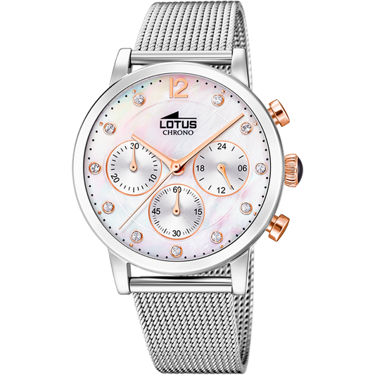 Reloj Mujer Lotus Esfera Blanca Cronógrafo