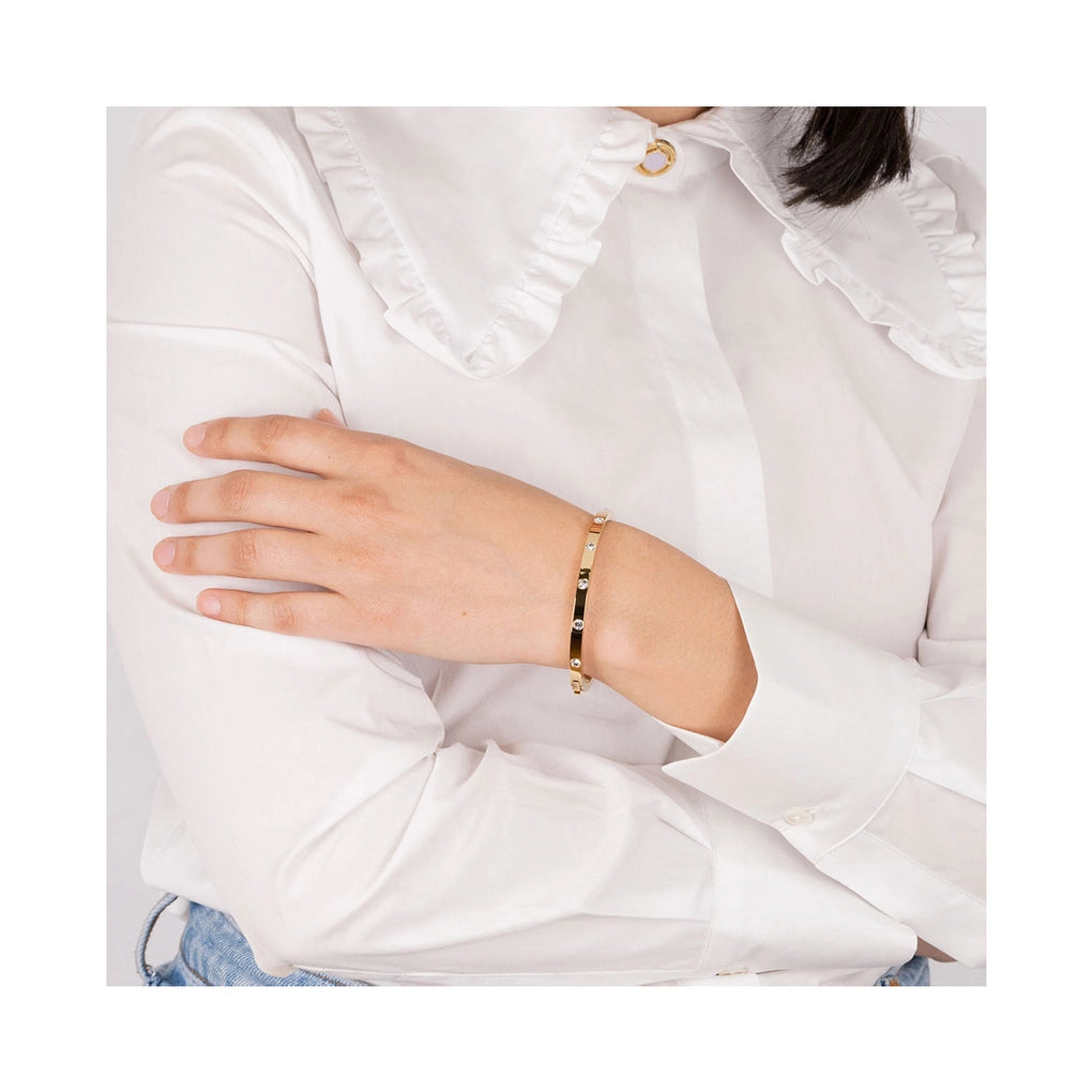 Pulsera Rígida Lotus Mujer Acero Inoxidable y Circonitas