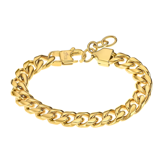 Lotus Gold Bracelet, Stainless Steel Chain, Men's 