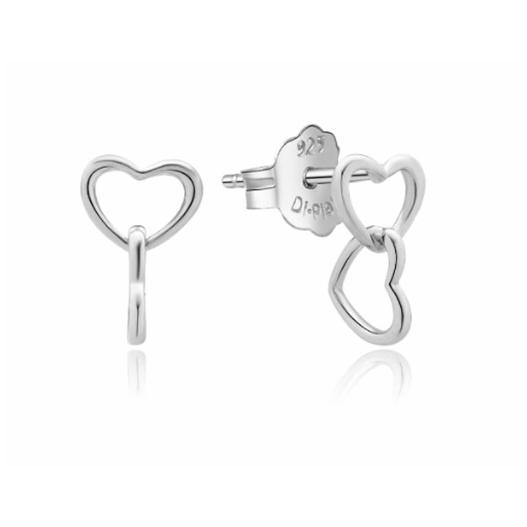 Pendientes Rodiados Plata Cadena Corazón